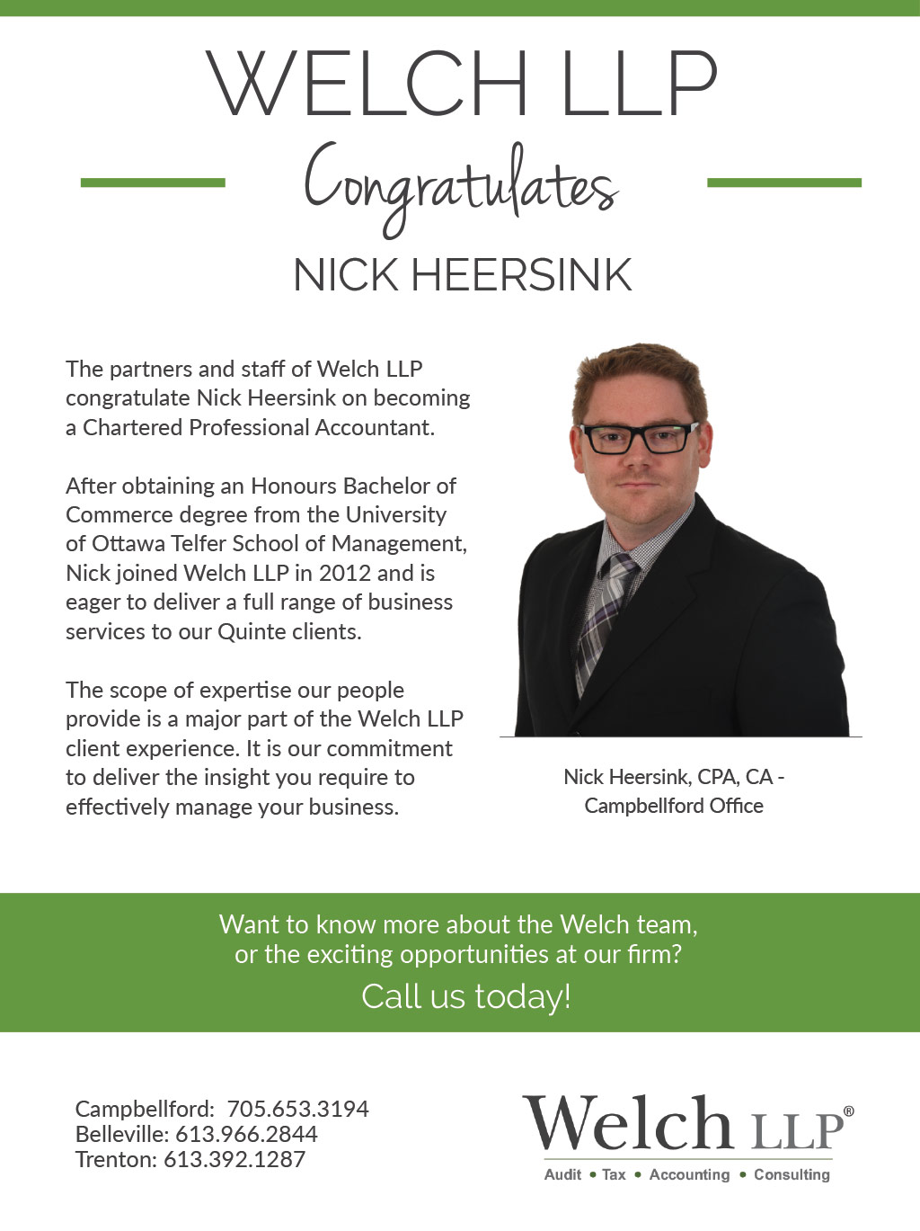 Congratulations to our newest CPA, Nick Heersink